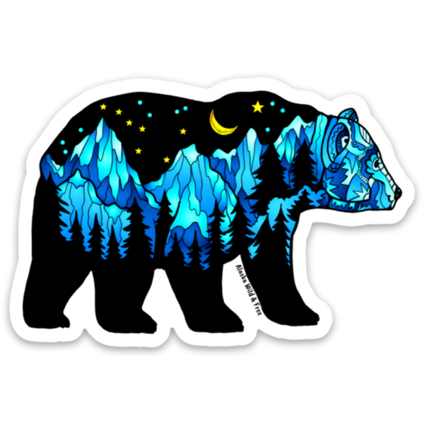 Bear - Big Dipper Glacier Blue Bear Sticker 3" by Alaska Artist Kristi Trimmer