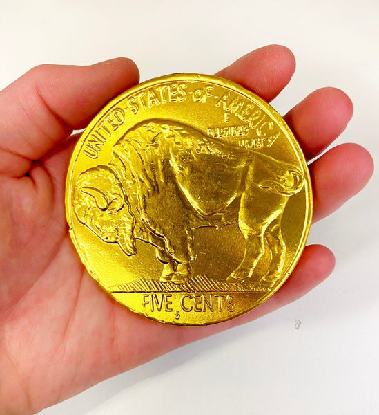 Jumbo 3" Gold Foil Wrapped Chocolate Buffalo Coin