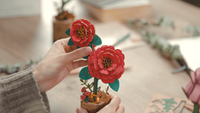 ROWOOD Red Camellia Wood Craft DIY Flower