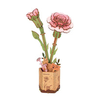 ROWOOD Pink Carnation Wood Craft DIY Flower 3D Puzzle