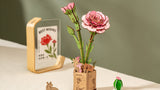 ROWOOD Pink Carnation Wood Craft DIY Flower 3D Puzzle