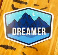 "Dreamer" Night Mountain/Ocean View Vinyl Sticker - Local Exclusive