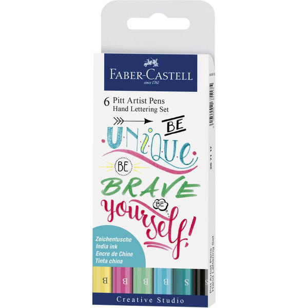 Pitt Artist Pen Hand Lettering Set - Wallet of 6 Pens by Faber-Castell