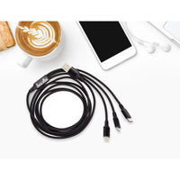 3-in-1 Charging Cable 6 Ft Nylon - Gold OR Black