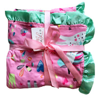 Pink Unicorn Chenille Girl Baby Blanket 32" x 32"