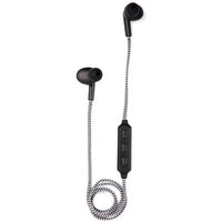 Black Cotton Braided Wireless Earbuds / Headphones by Kikkerland