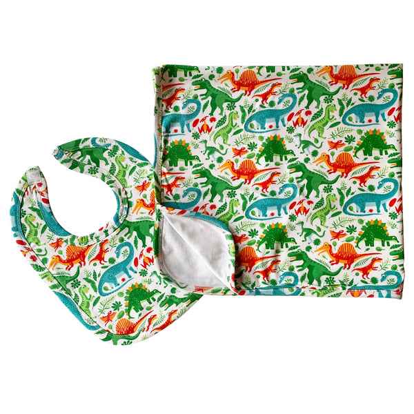 AnnLoren Dinosaur Blanket & Bib Baby Boy Shower Gift Set