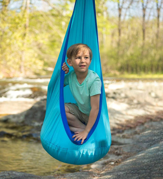 HugglePod Lite Indoor/Outdoor Nylon Hanging Chair with Inflatable Cushion - BLUE